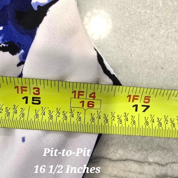 Ronni Nicole Floral Sheath Dress Size‎ 6 Cowl Neck Blue White Black Sleeveless - Picture 8 of 14